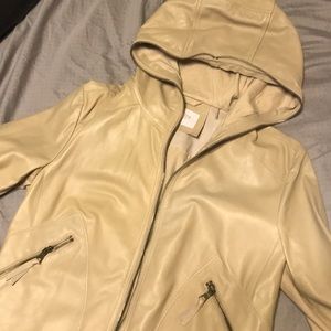 Hooded leather jacket